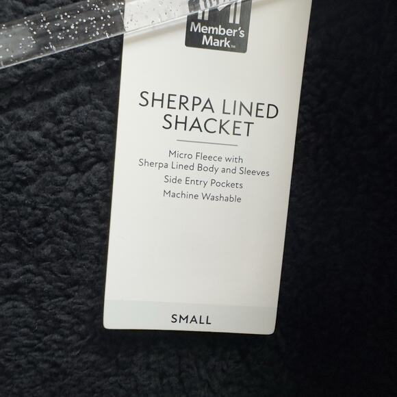 Member's Mark Men's Sherpa Lined Shacket Size Small Grey Buffalo Plaid - Picture 8 of 10